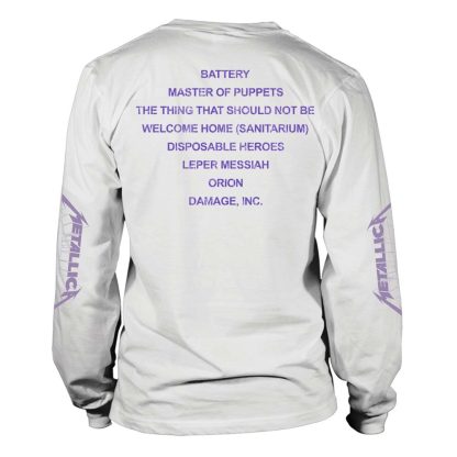 METALLICA Master Of Puppets Tracks (White) Long Sleeve - Image 2