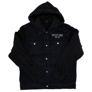 MOTLEY CRUE 1981 - 2015 Final Tour Denim Vest With Removable Hoodie Jacket