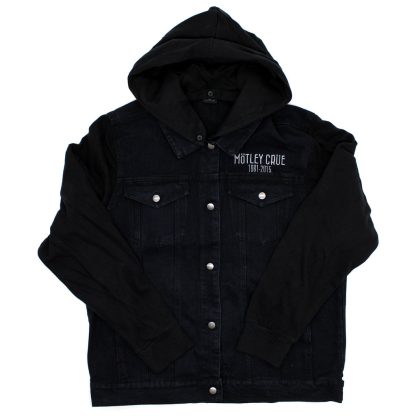 MOTLEY CRUE 1981 - 2015 Final Tour Denim Vest With Removable Hoodie Jacket