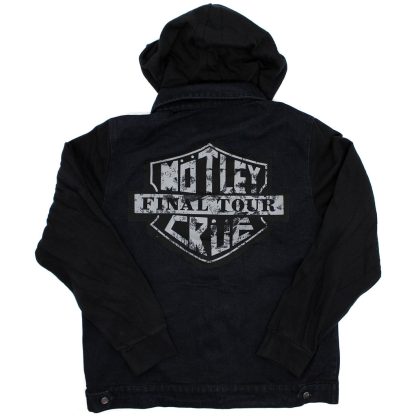 MOTLEY CRUE 1981 - 2015 Final Tour Denim Vest With Removable Hoodie Jacket - Image 2