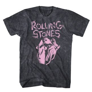 ROLLING STONES Logo Black Mineral Wash T-shirt