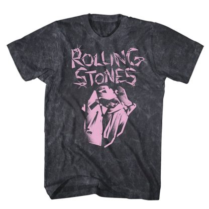 ROLLING STONES Logo Black Mineral Wash T-shirt