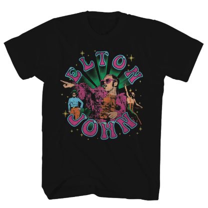 ELTON JOHN Vintage Photos & Stars Logo T-shirt