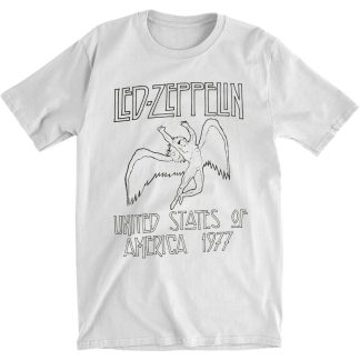 LED ZEPPELIN USA '77 White Slim Fit T-shirt