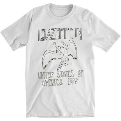 LED ZEPPELIN USA '77 White Slim Fit T-shirt
