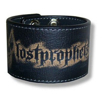 LOST PROPHETS Griffins Black Leather Printed Logo Wrist Band Wristband