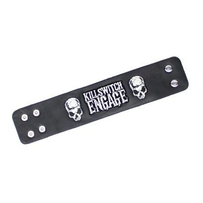 KILLSWITCH ENGAGE Embroidered Logo Between Skulls Wristband