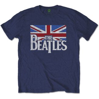 BEATLES Drop T Logo & Vintage Flag T-shirt