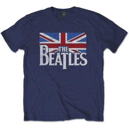 BEATLES Drop T Logo & Vintage Flag T-shirt