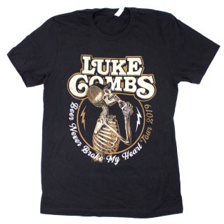 LUKE COMBS Skeleton Beer 2019 Tour Tee T-shirt