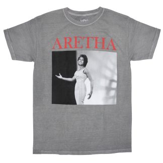 ARETHA FRANKLIN ARETHA Red Logo Above Black & White Photo T-shirt