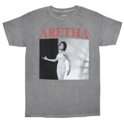 ARETHA FRANKLIN ARETHA Red Logo Above Black & White Photo T-shirt